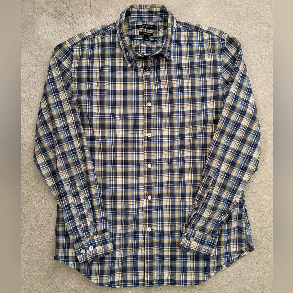 Banana Republic blue plaid shirt large